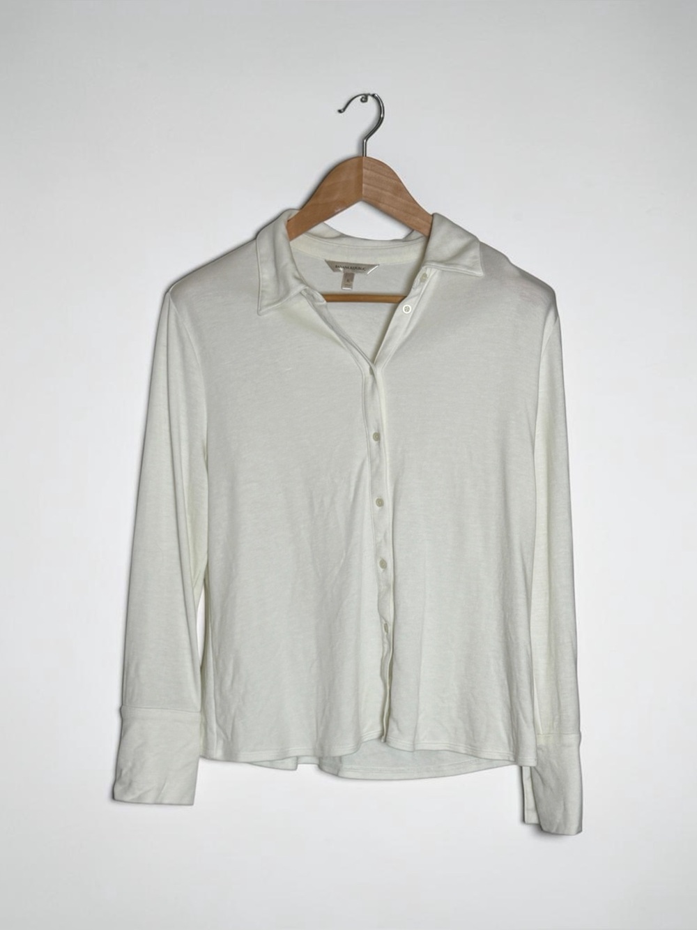 Banana Republic Casual Cream Button Down Blouse, Women's Size XL